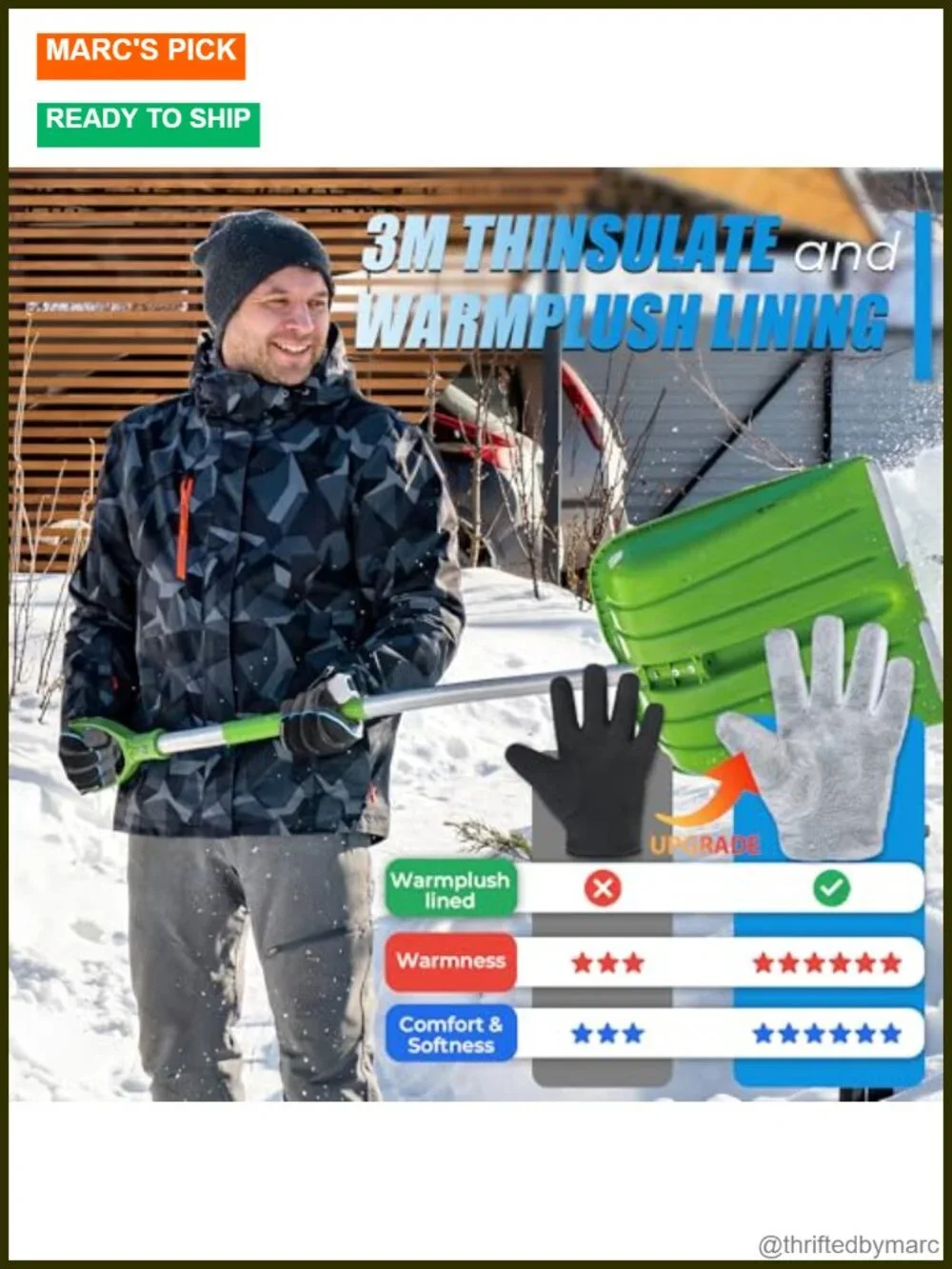 Winter Work Gloves, 3M Thinsulate Waterproof Insulated Gloves for Men Women